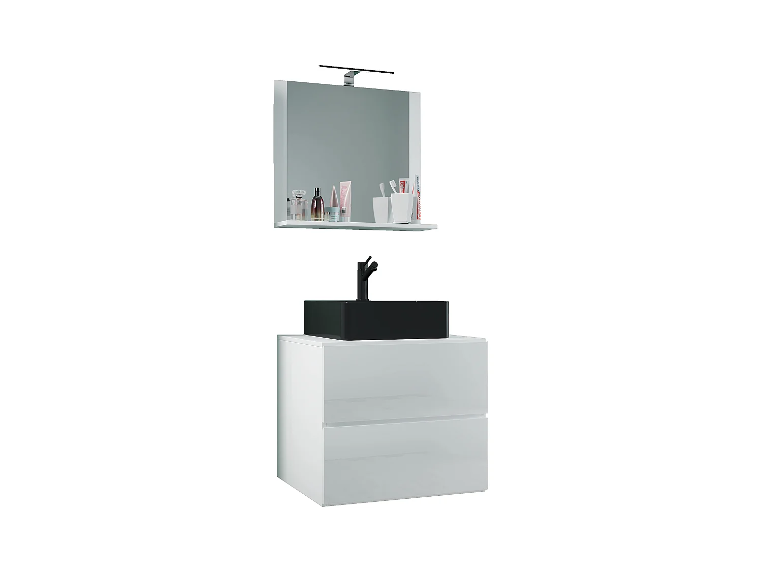Bathroom furniture washbasin Lendas White H. 124 x W. 60 x D. 52 cm