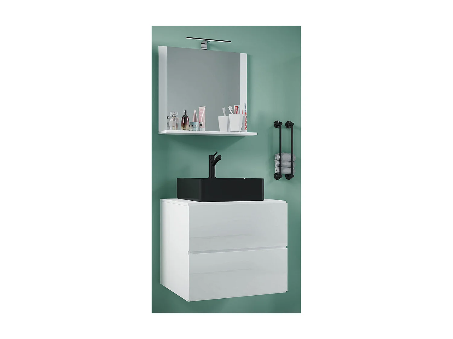 Bathroom furniture washbasin Lendas White H. 124 x W. 60 x D. 52 cm
