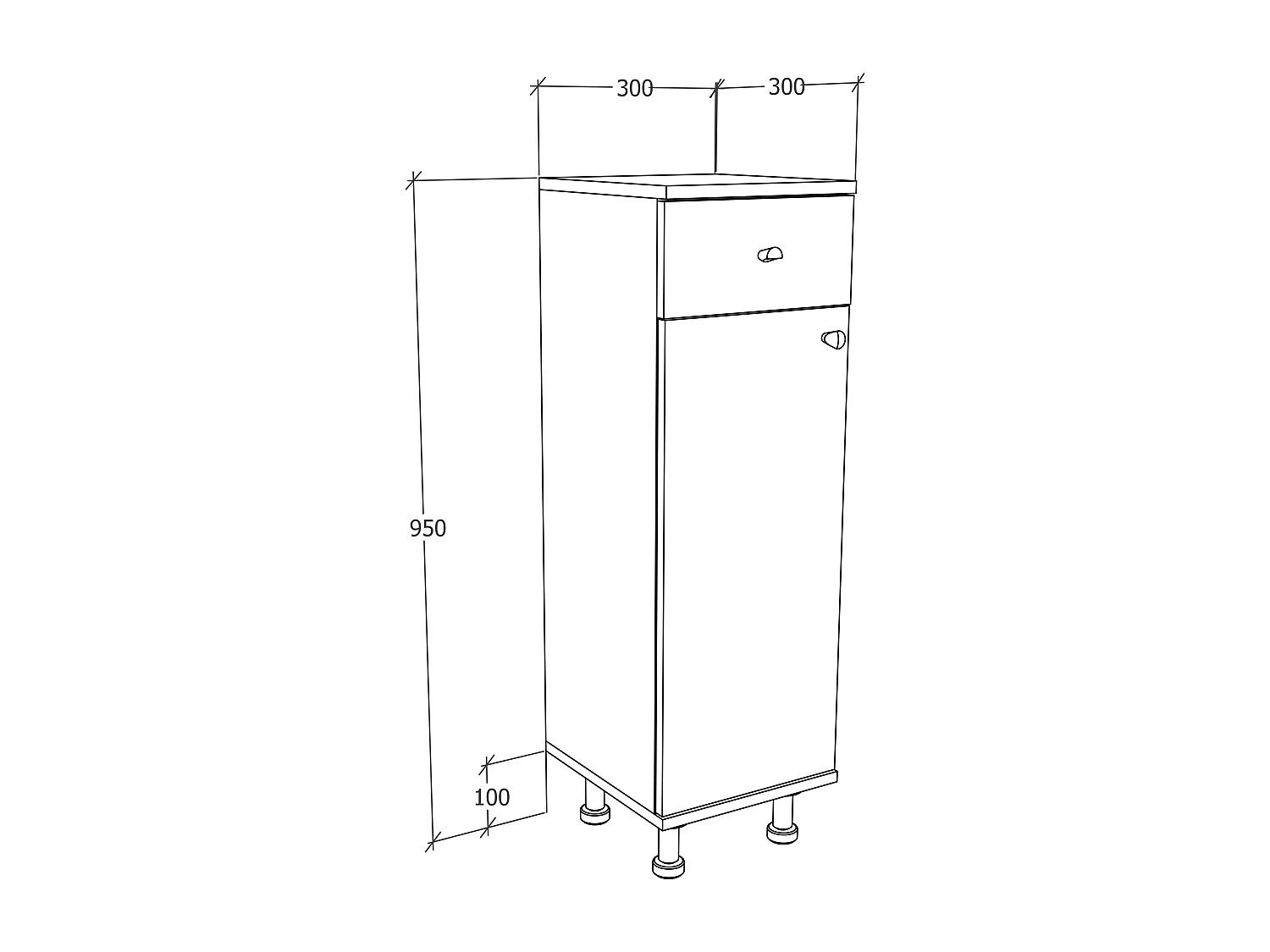 Bathroom furniture Midischrank Nilosi White / Anthracite H. 95 x W. 30 x D. 30 cm