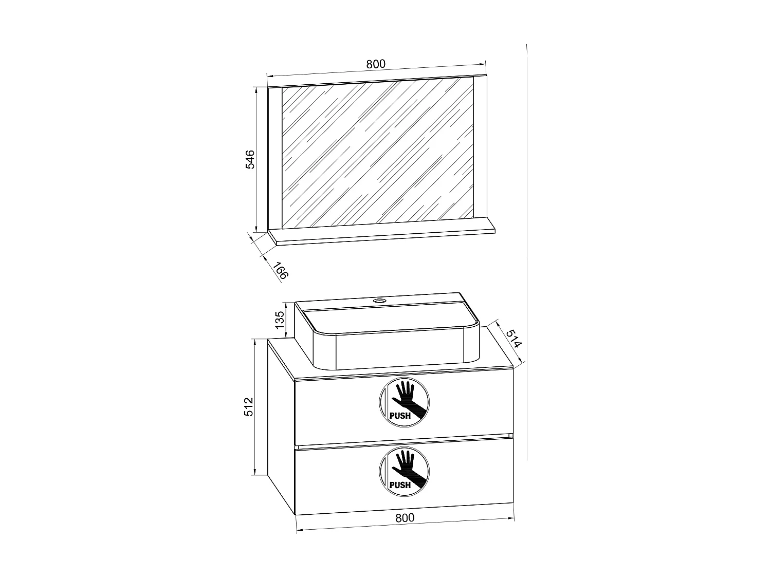 Lavabo per mobili da bagno Lendas Rovere al miele / Bianco A. 124 x L. 80 x P. 52 cm
