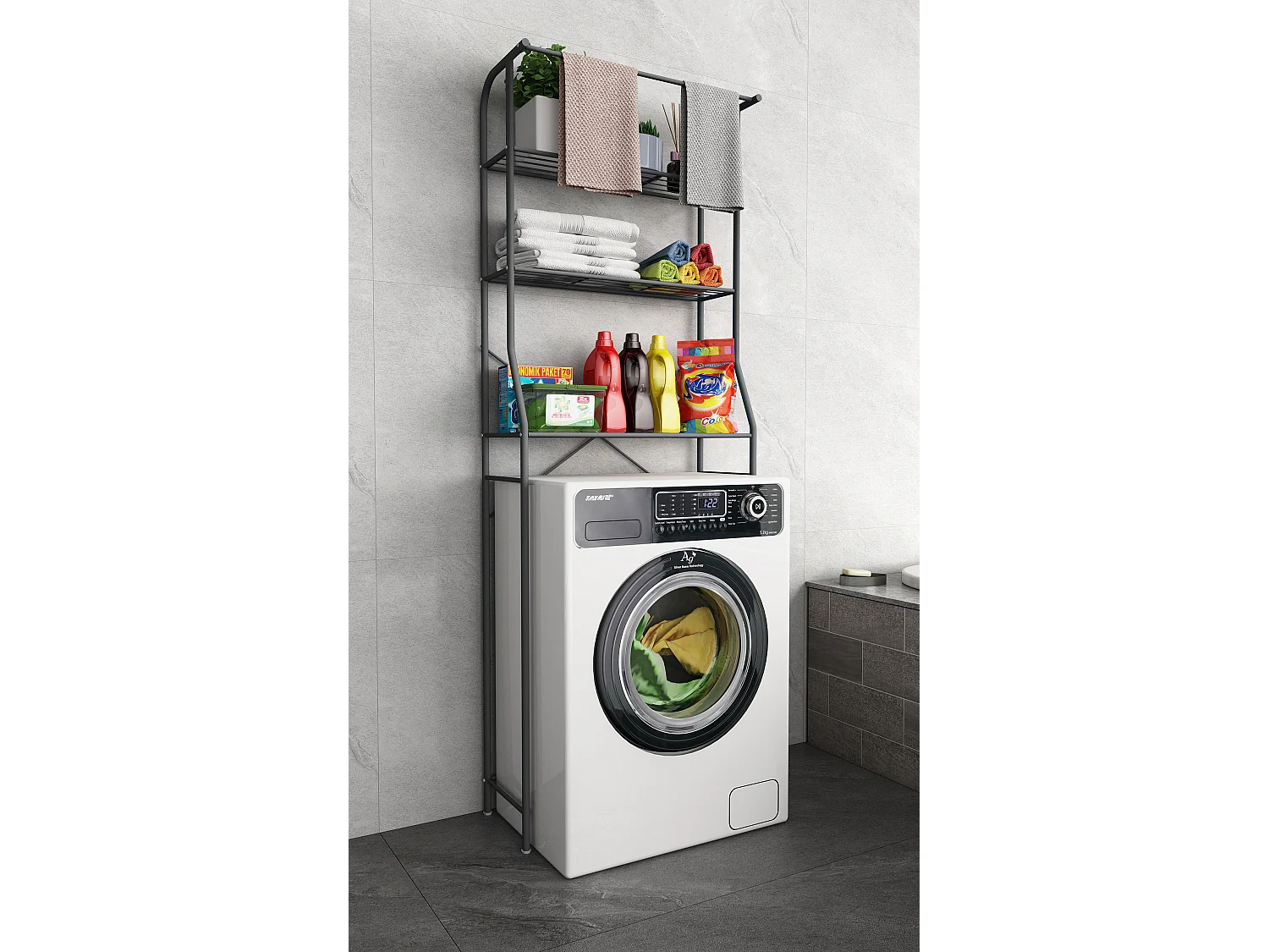 Bathroom furniture washing machine cabinet Tubas Black 0