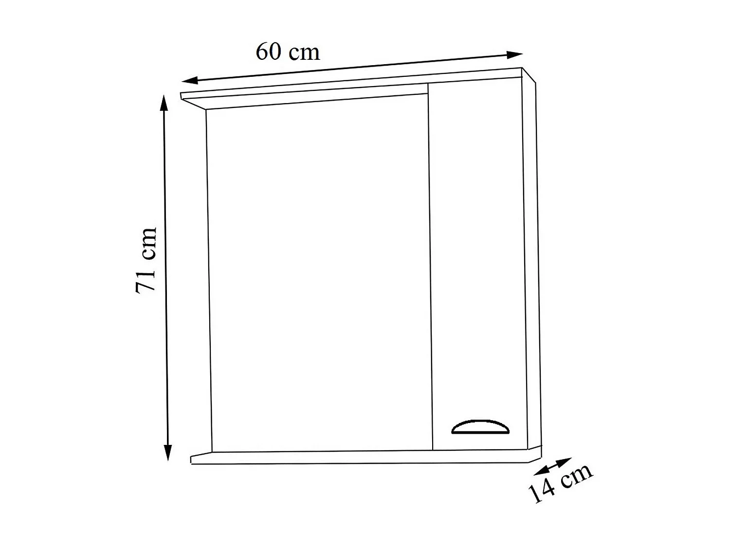 Bathroom furniture Mirror cabinet Casalo white H. 71 x W. 60 x D. 14 cm