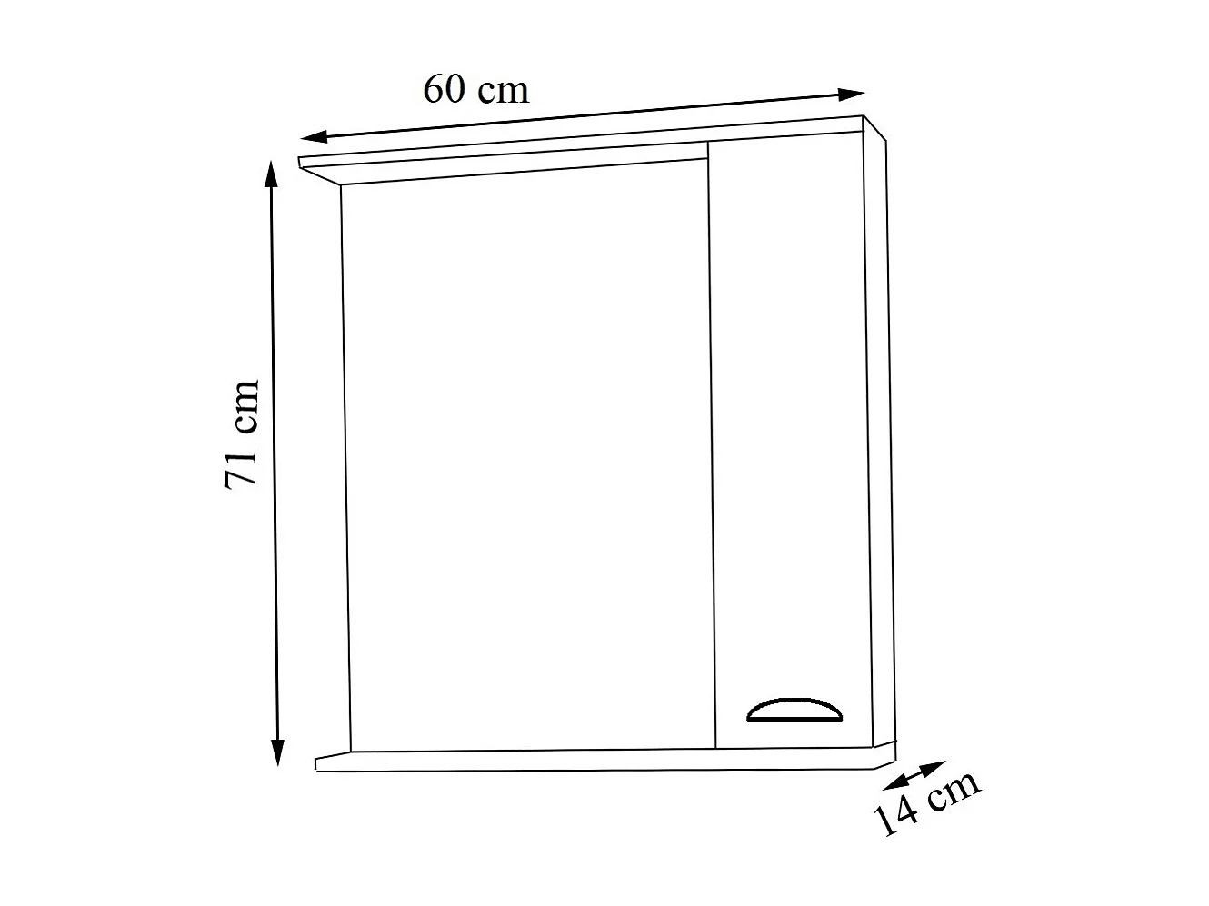 Bathroom furniture Mirror cabinet Casalo white H. 71 x W. 60 x D. 14 cm