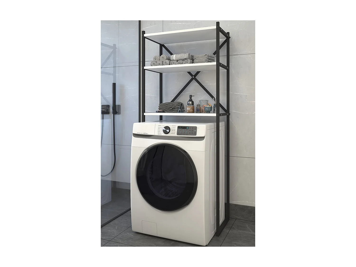 Bathroom furniture washing machine cabinet Insasi White 0