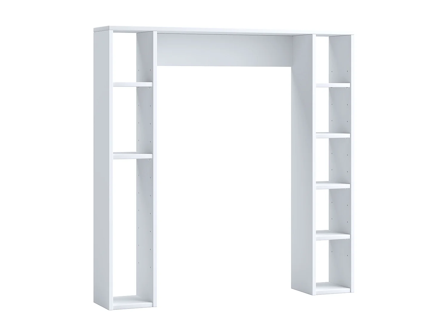 Prateleira de parede de madeira VCM | Prateleira de suporte | Superestrutura WC | Dimensões: A. 100 x L. 98 x P. 18 cm | 8 compartimentos - Tinoli M (branco)