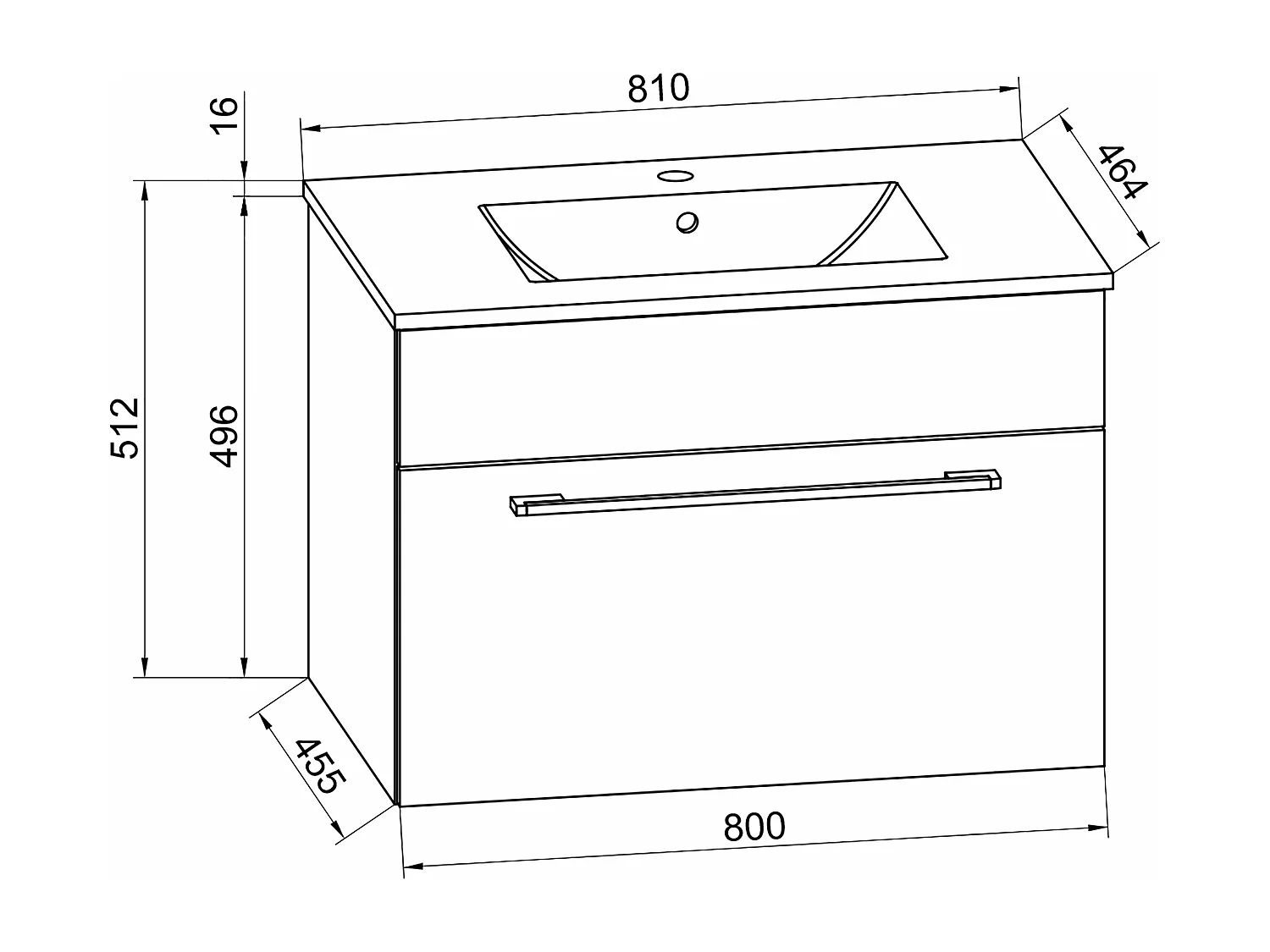 Bathroom furniture washbasin Badinos White H. 50 x W. 80 x D. 46 cm