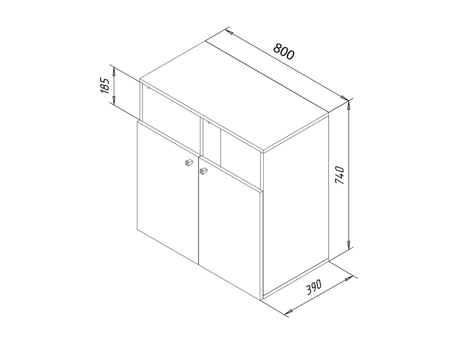 Bathroom furniture high cabinet Dreso White H. 74 x W. 80 x D. 39 cm