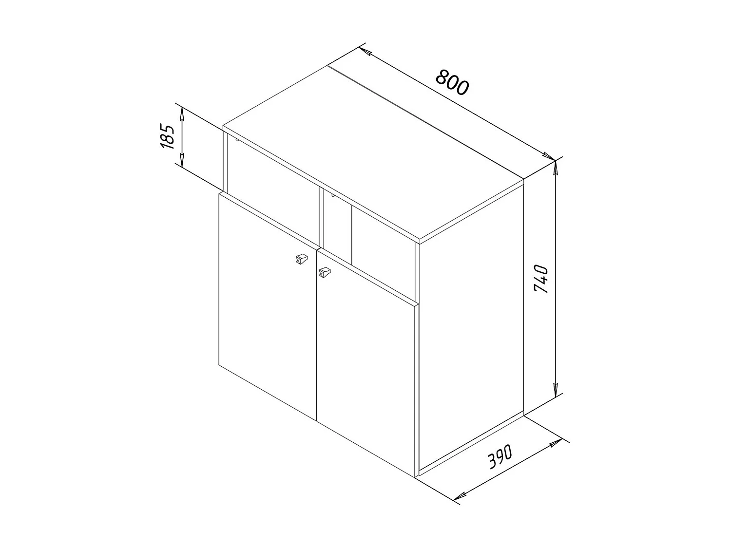 Bathroom furniture high cabinet Dreso White H. 74 x W. 80 x D. 39 cm
