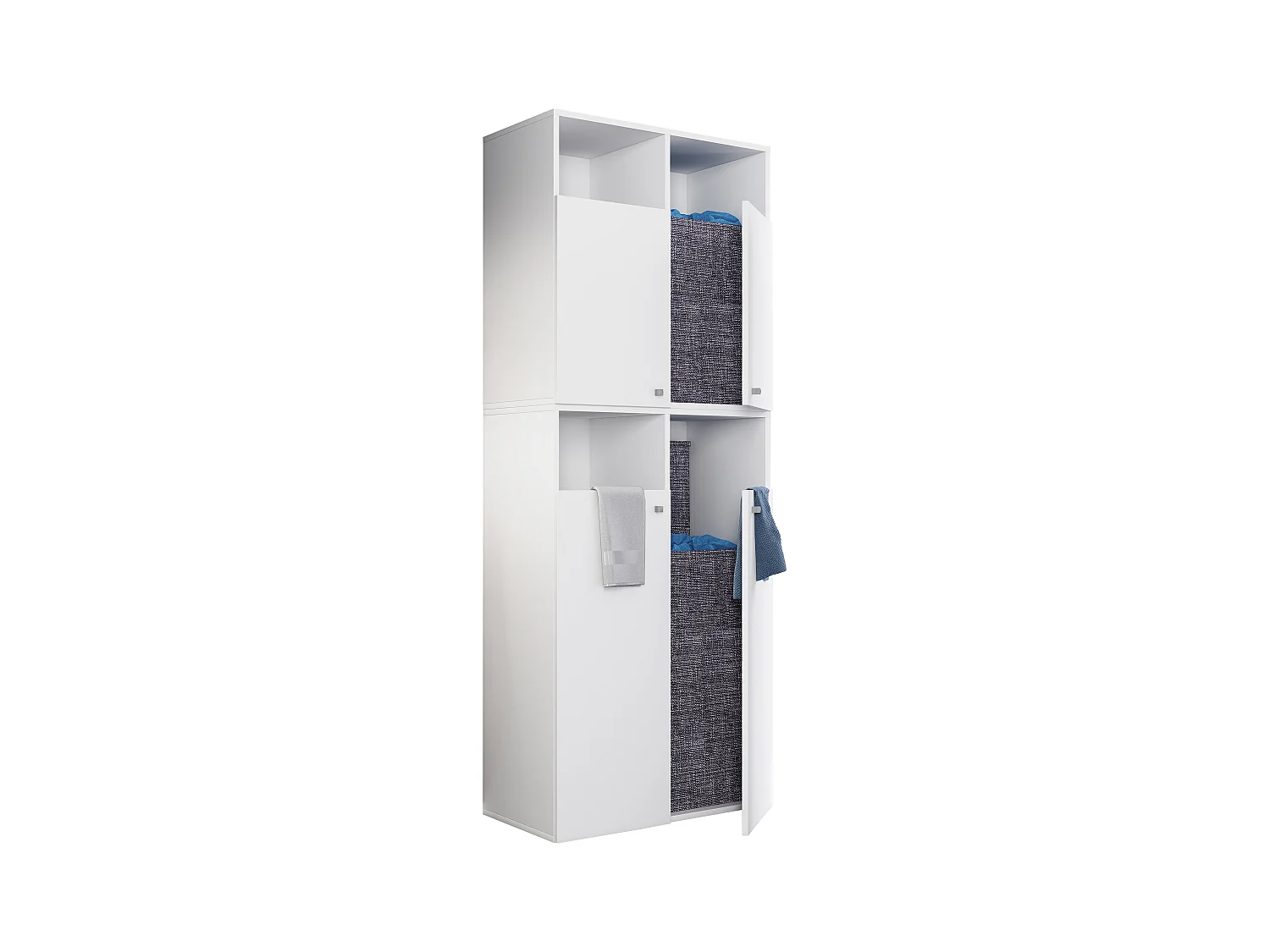 Bathroom furniture high cabinet Dreso White H. 184 x W. 80 x D. 39 cm