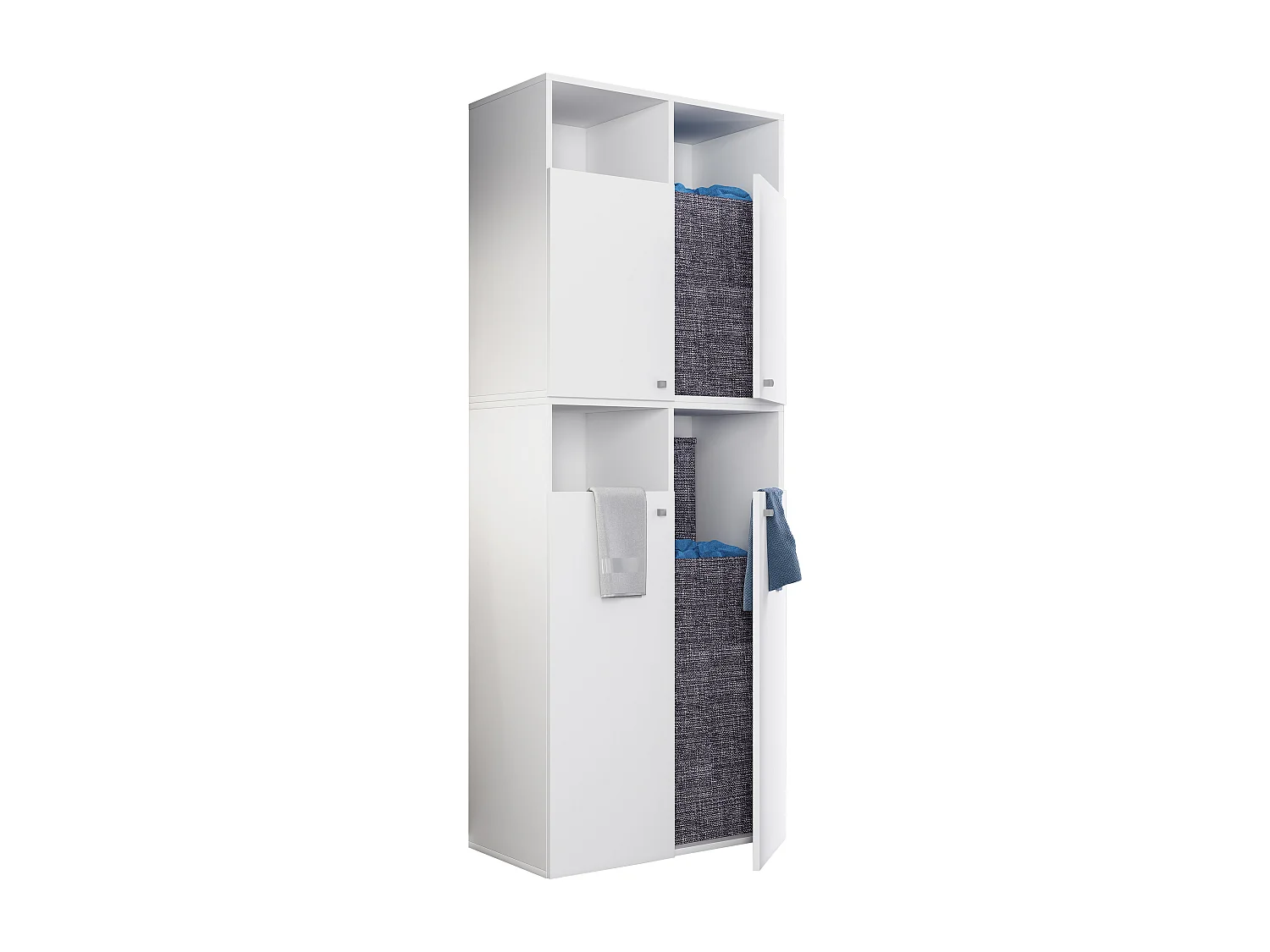 Bathroom furniture high cabinet Dreso White H. 184 x W. 80 x D. 39 cm