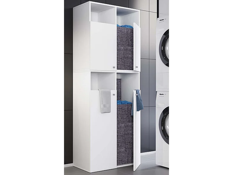 Bathroom furniture high cabinet Dreso White H. 184 x W. 80 x D. 39 cm