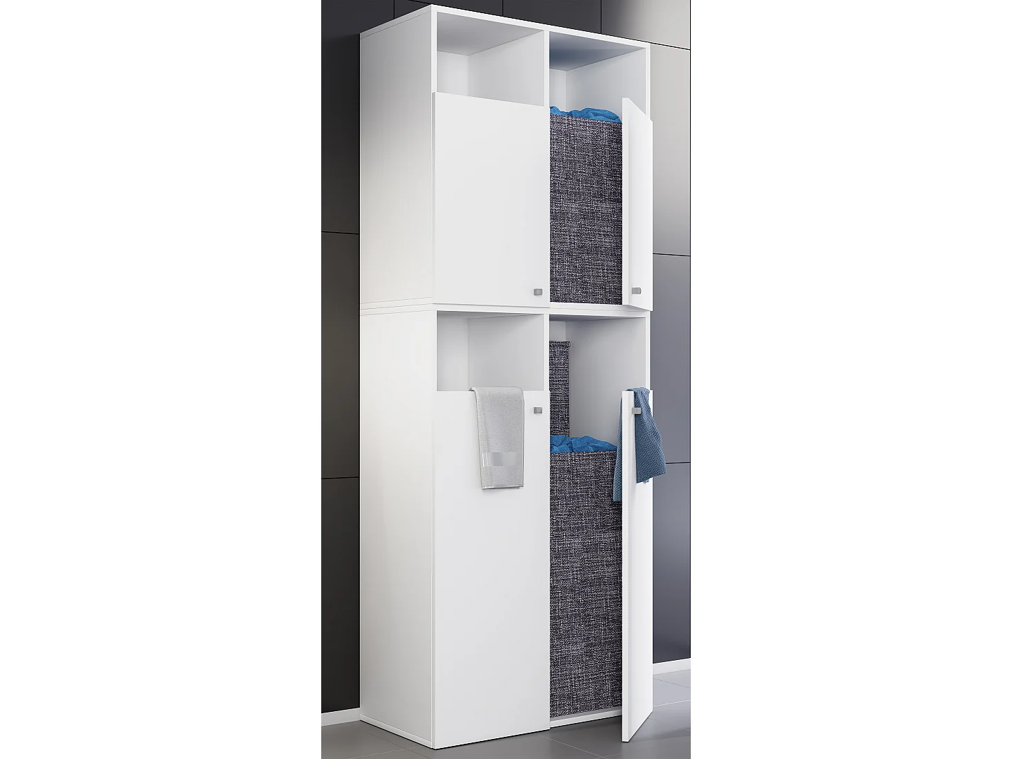 Bathroom furniture high cabinet Dreso White H. 184 x W. 80 x D. 39 cm