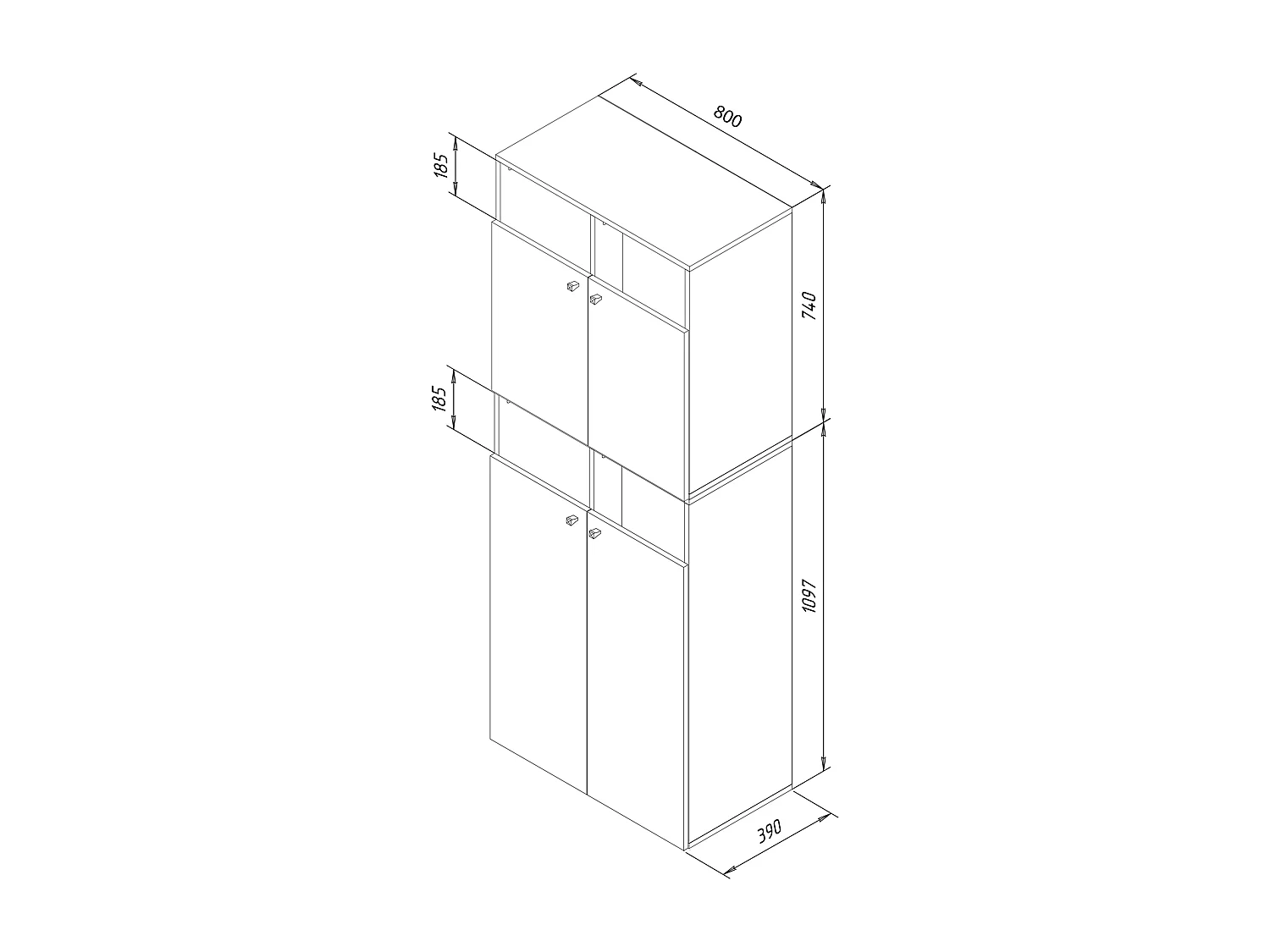 Bathroom furniture high cabinet Dreso White H. 184 x W. 80 x D. 39 cm