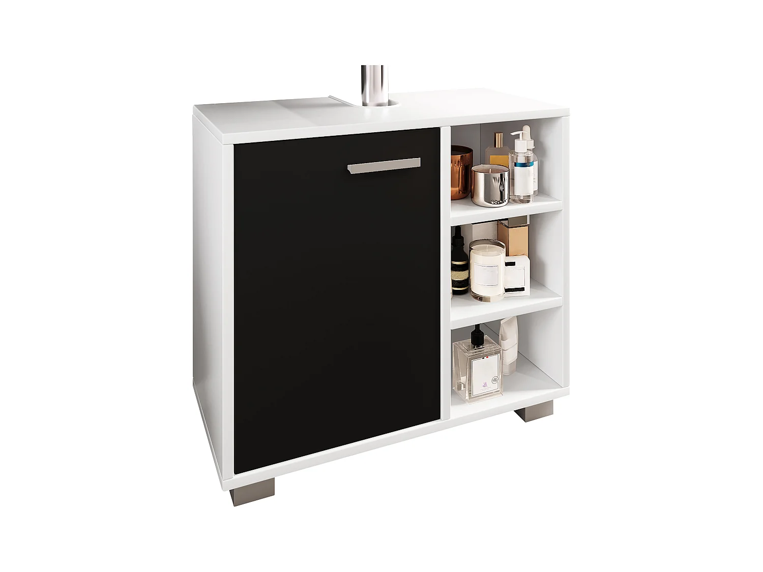 Bathroom furniture washbasin cabinet Zalo White / Black H. 55 x W. 60 x D. 30 cm