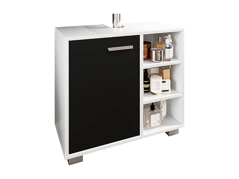 Bathroom furniture washbasin cabinet Zalo White / Black H. 55 x W. 60 x D. 30 cm