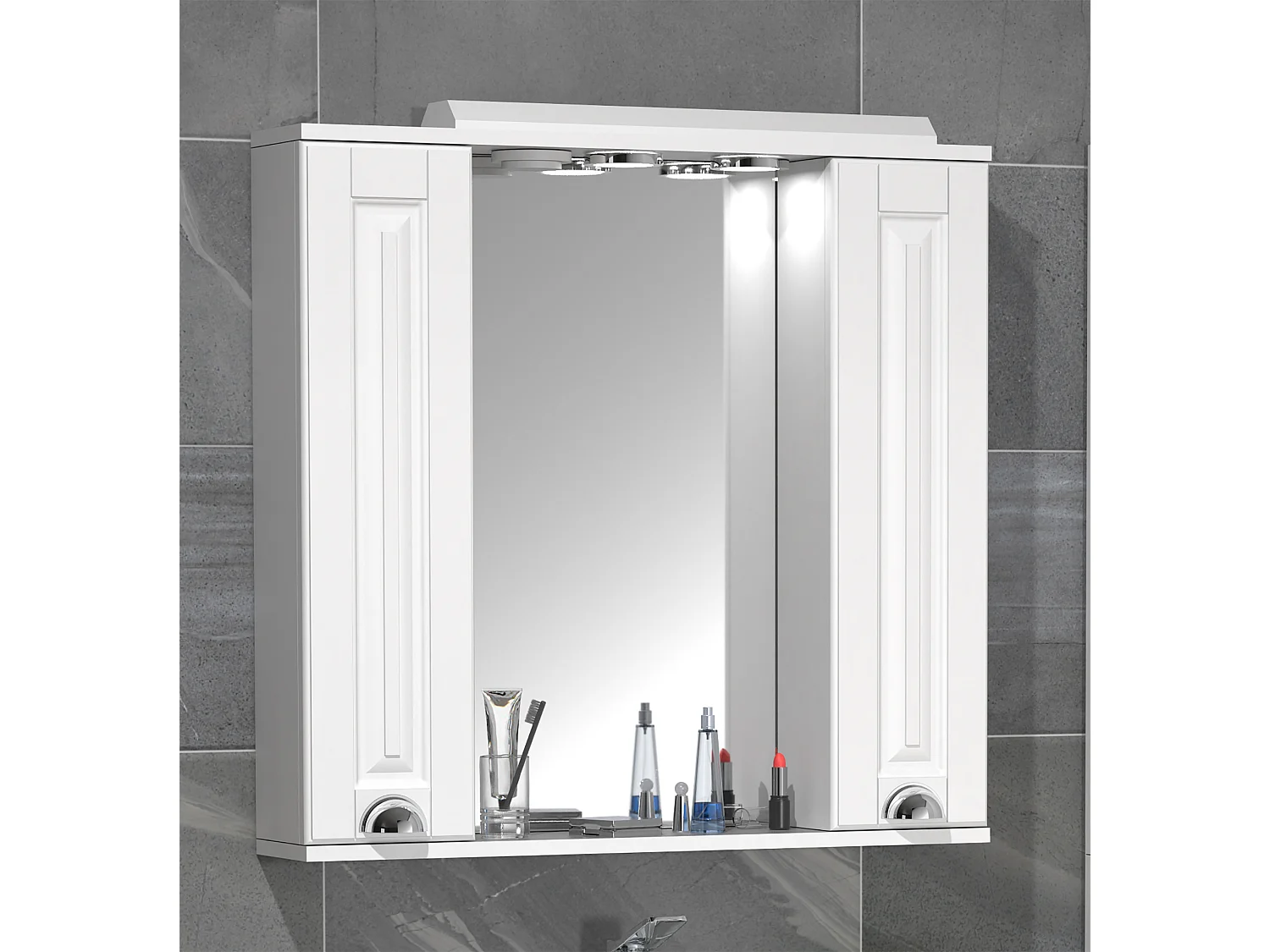 Bathroom furniture Mirror cabinet Casalo white H. 71 x W. 75 x D. 14 cm