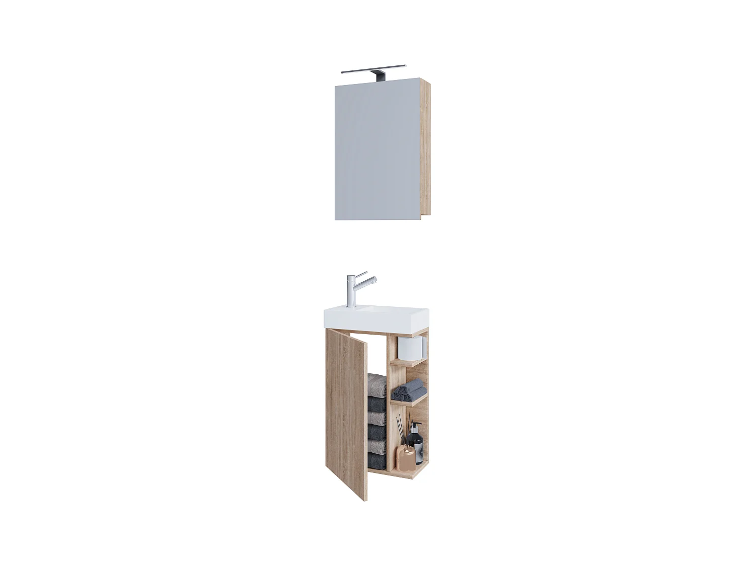 2-tlg Gäste WC Bad Waschtisch Lumia Spiegelschrank