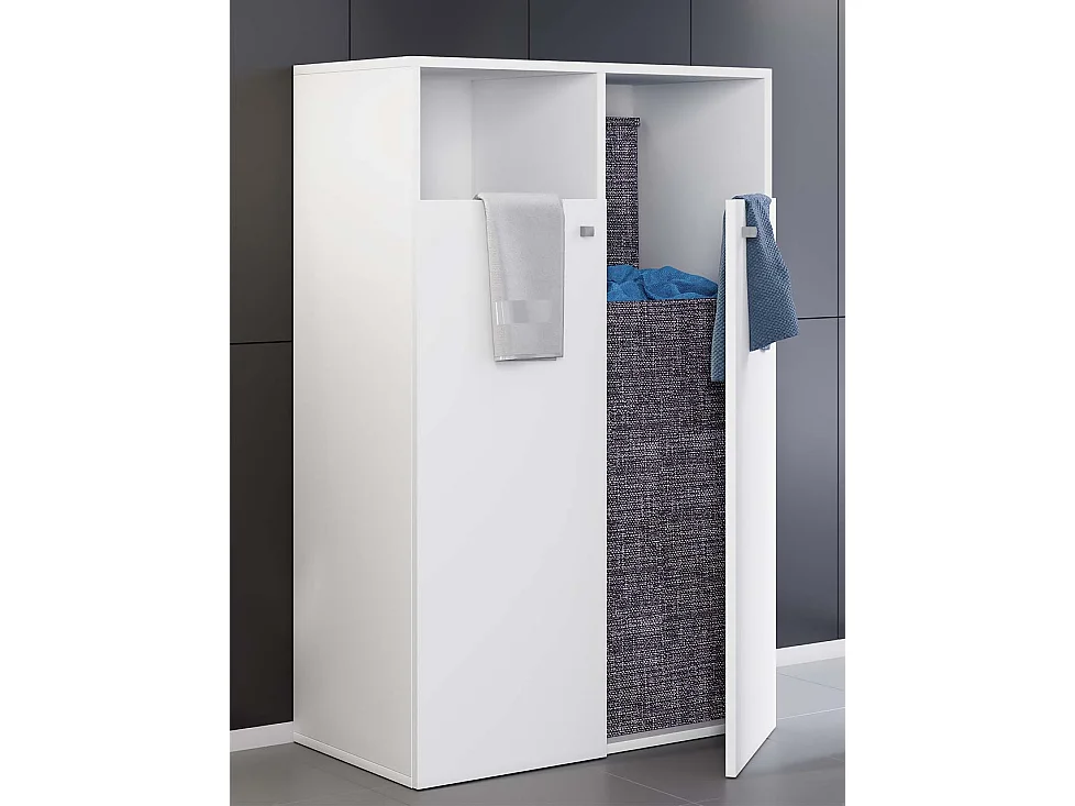VCM Wood Clothes Cabinet | Descanso de roupas | Cesta de lavandaria | Dimensões aprox. A. 110 x L. 80 x P. 39 cm - Dreso XL 2f (Branco)