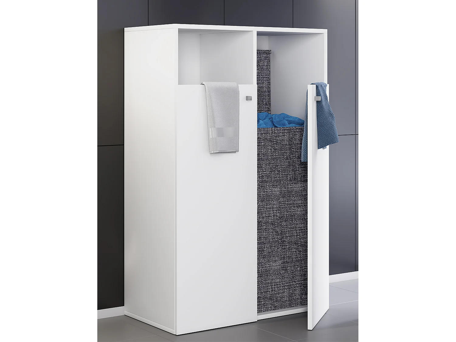 Bathroom furniture high cabinet Dreso White H. 110 x W. 80 x D. 39 cm