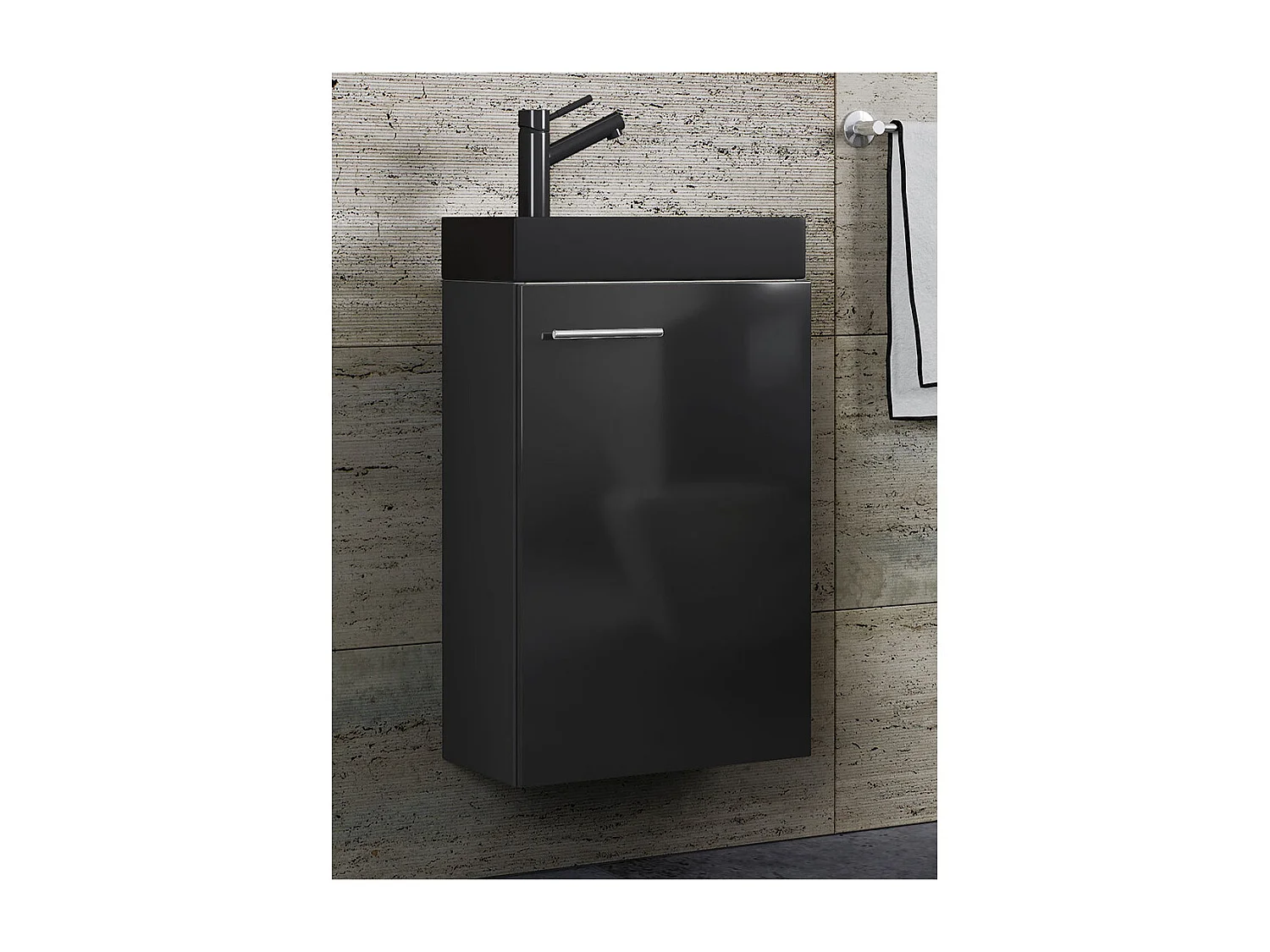 Bathroom furniture washbasin Slito Black H. 60 x W. 41 x D. 22 cm