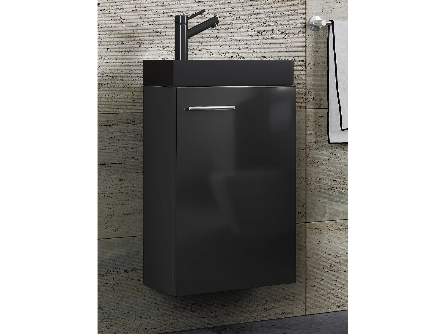 Bathroom furniture washbasin Slito Black H. 60 x W. 41 x D. 22 cm