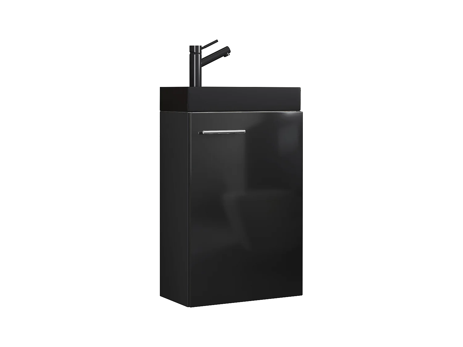 2-tlg Waschtisch Slito Toilette schmal Schwarz