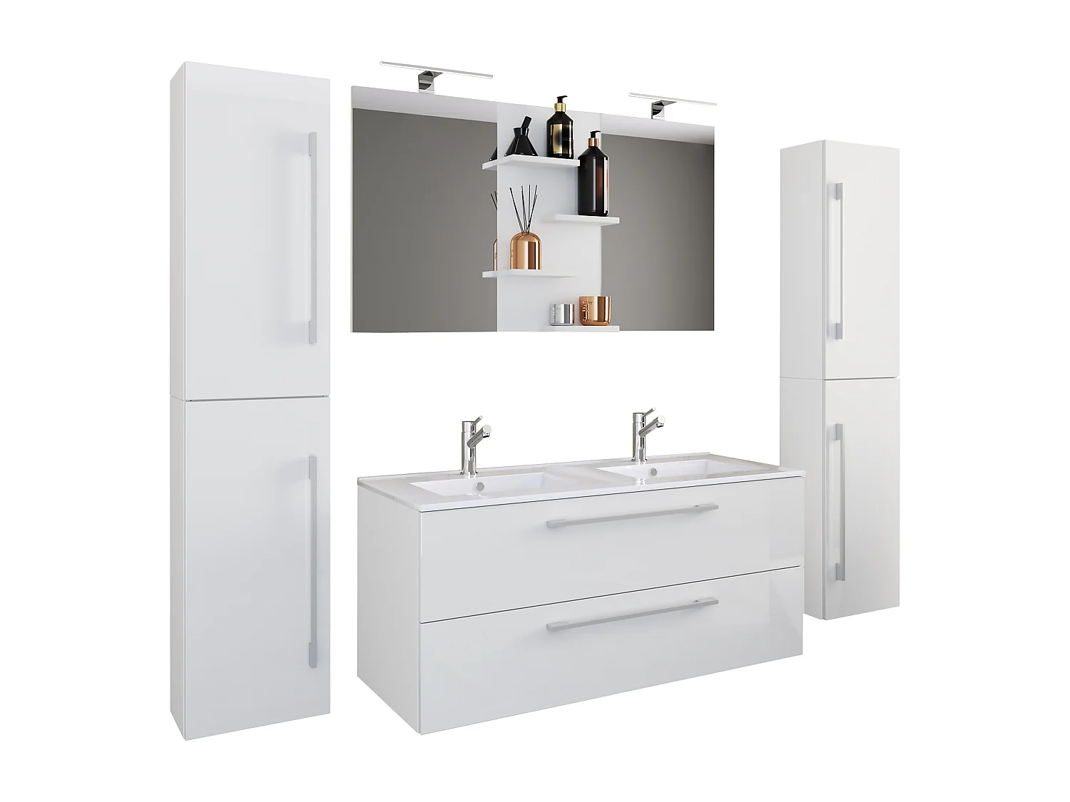 Bathroom furniture washbasin Budasi White H. 150 x W. 177 x D. 46 cm
