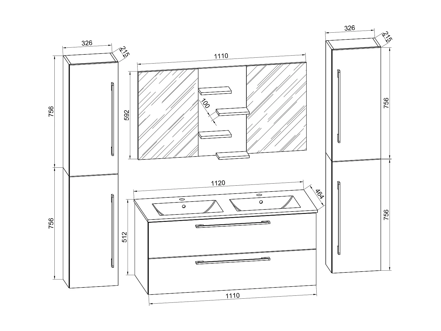 5-delige wastafel Budasi SP