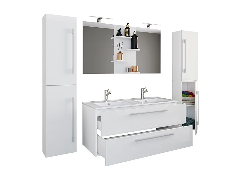 Bathroom furniture washbasin Budasi White H. 150 x W. 177 x D. 46 cm