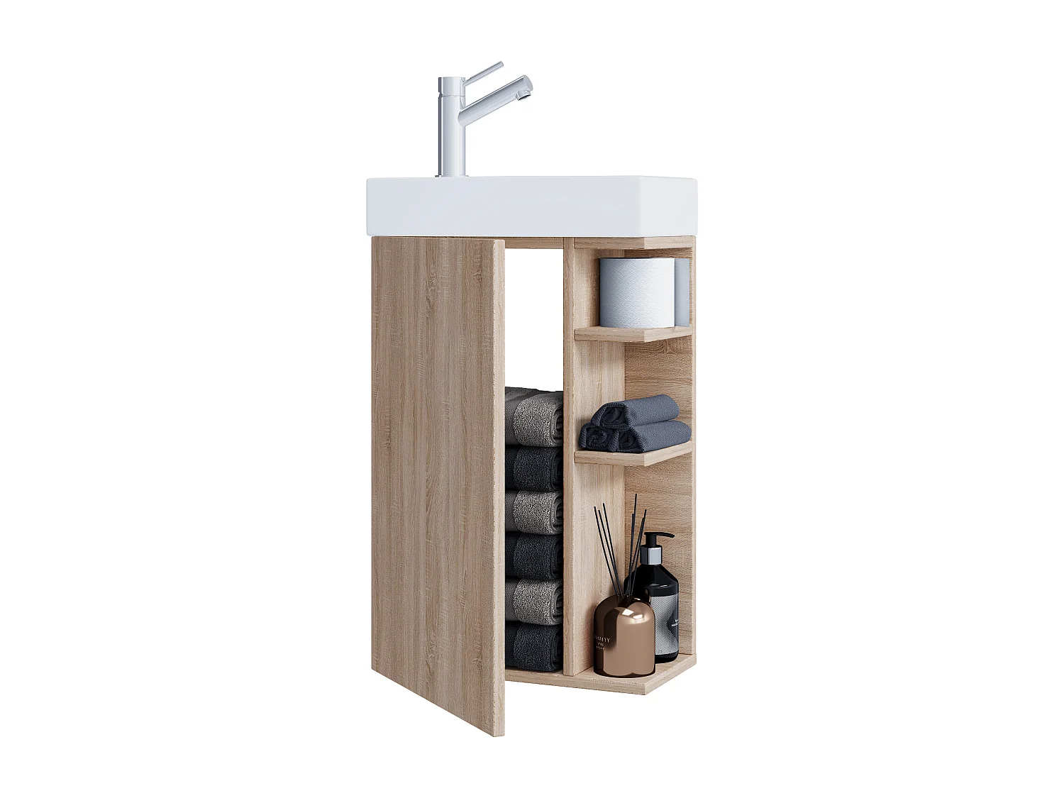Bathroom furniture washbasin Lumia Sonoma Oak H. 70 x W. 40 x D. 22 cm