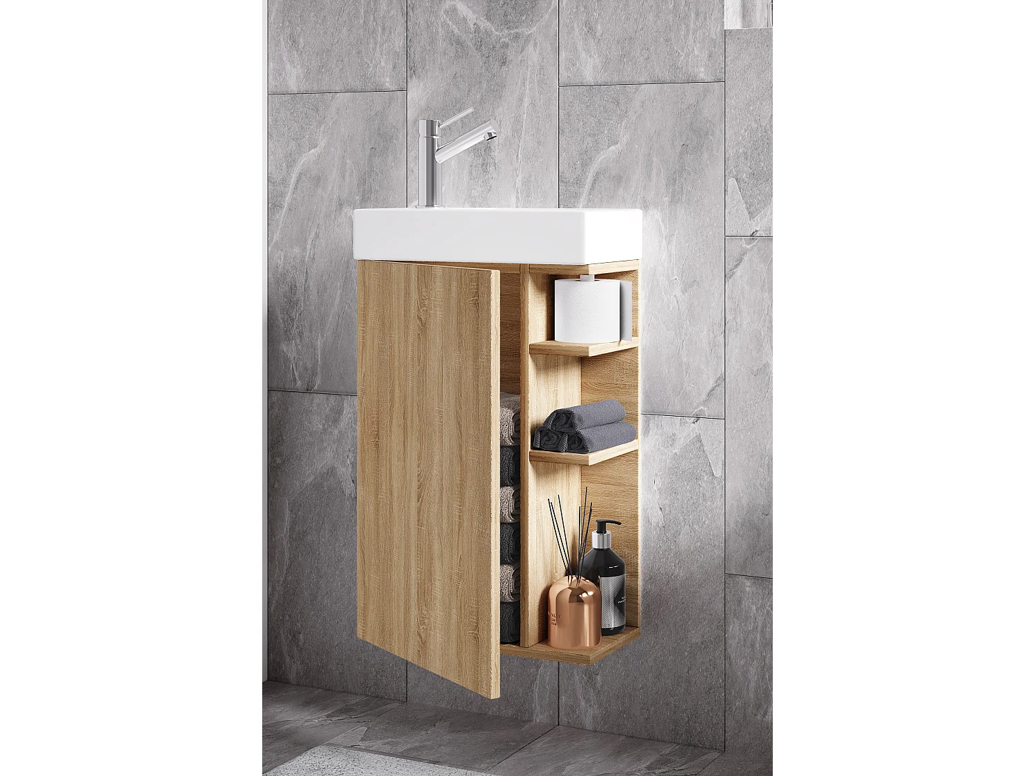 Bathroom furniture washbasin Lumia Sonoma Oak H. 70 x W. 40 x D. 22 cm