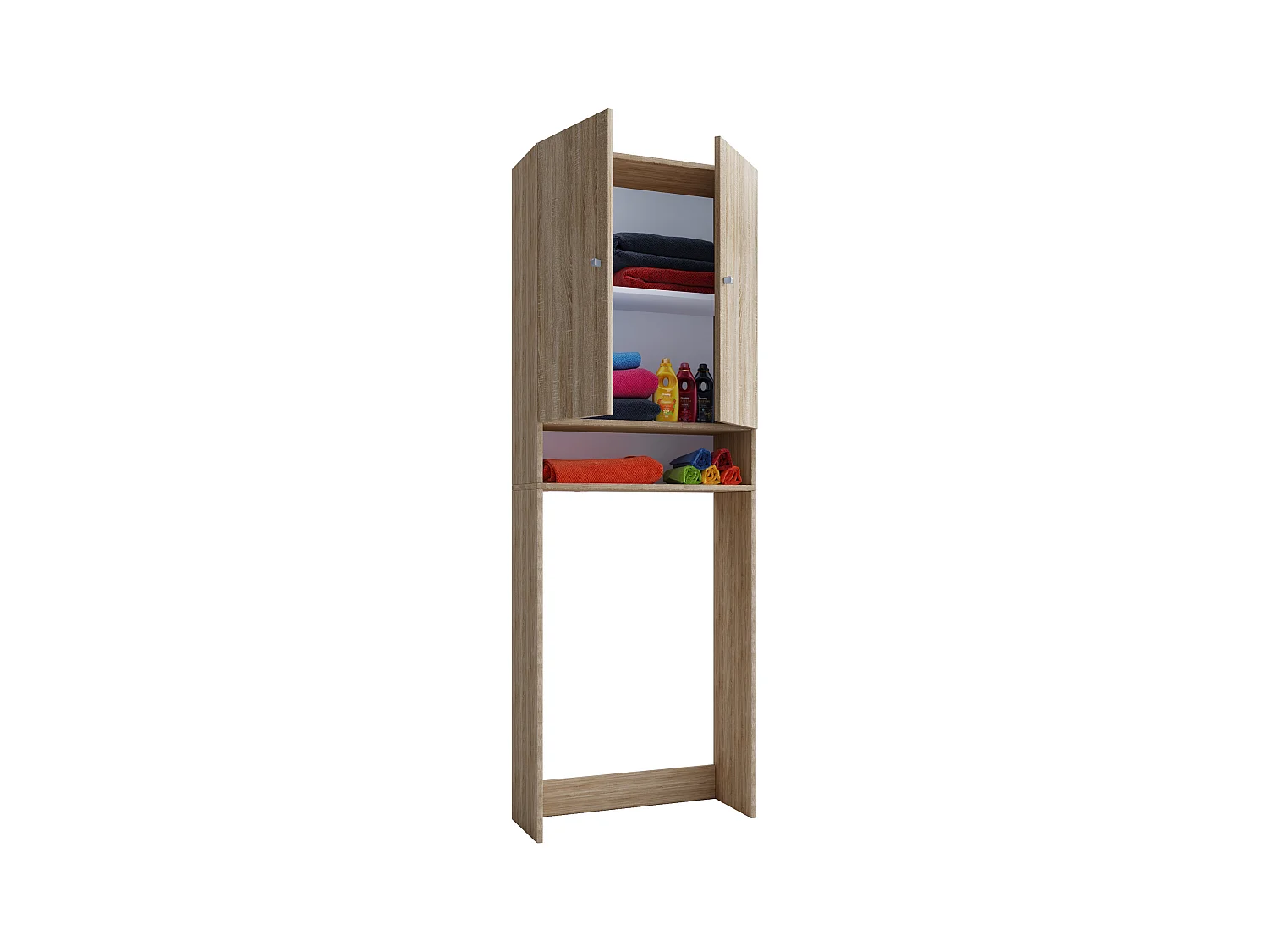 Bathroom furniture washing machine cabinet Lona Sonoma oak (Sägerau) W. 64 x H. 182 x d. 27 cm