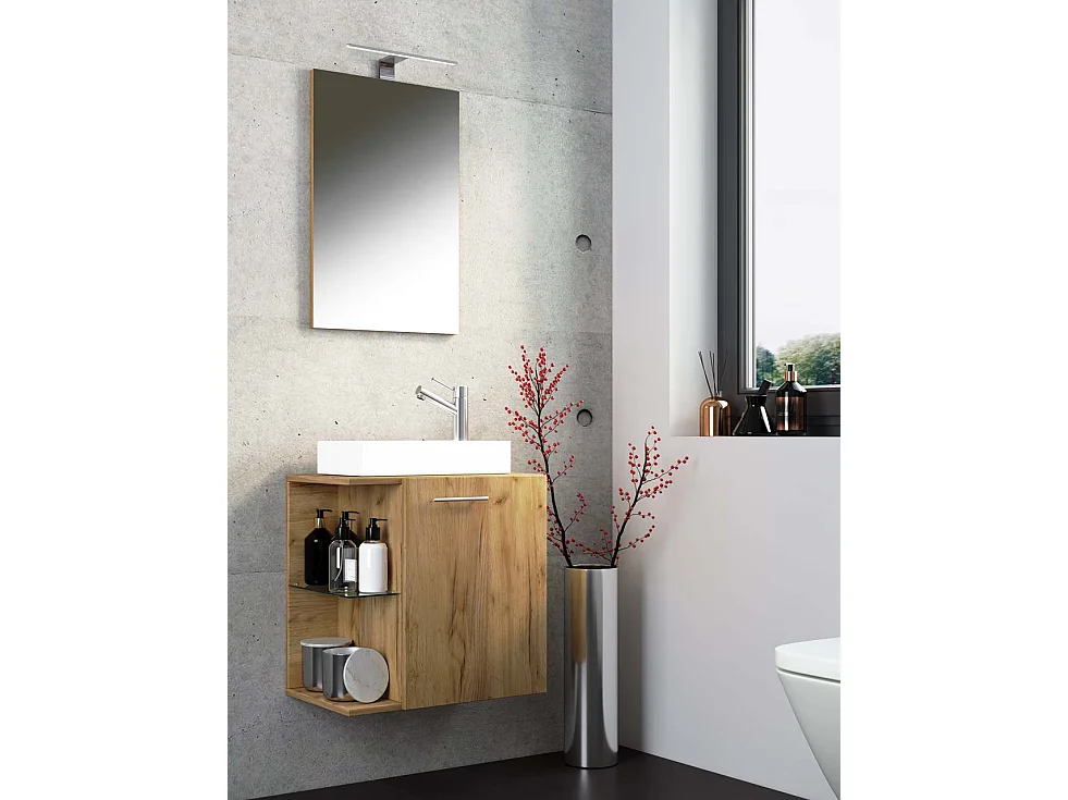 VCM conjunto de 3 peças | Lavandaria para hóspedes WC | Banheiro | Lavatório | Conjunto de casas de banho - Hausa SP (carvalho mel)