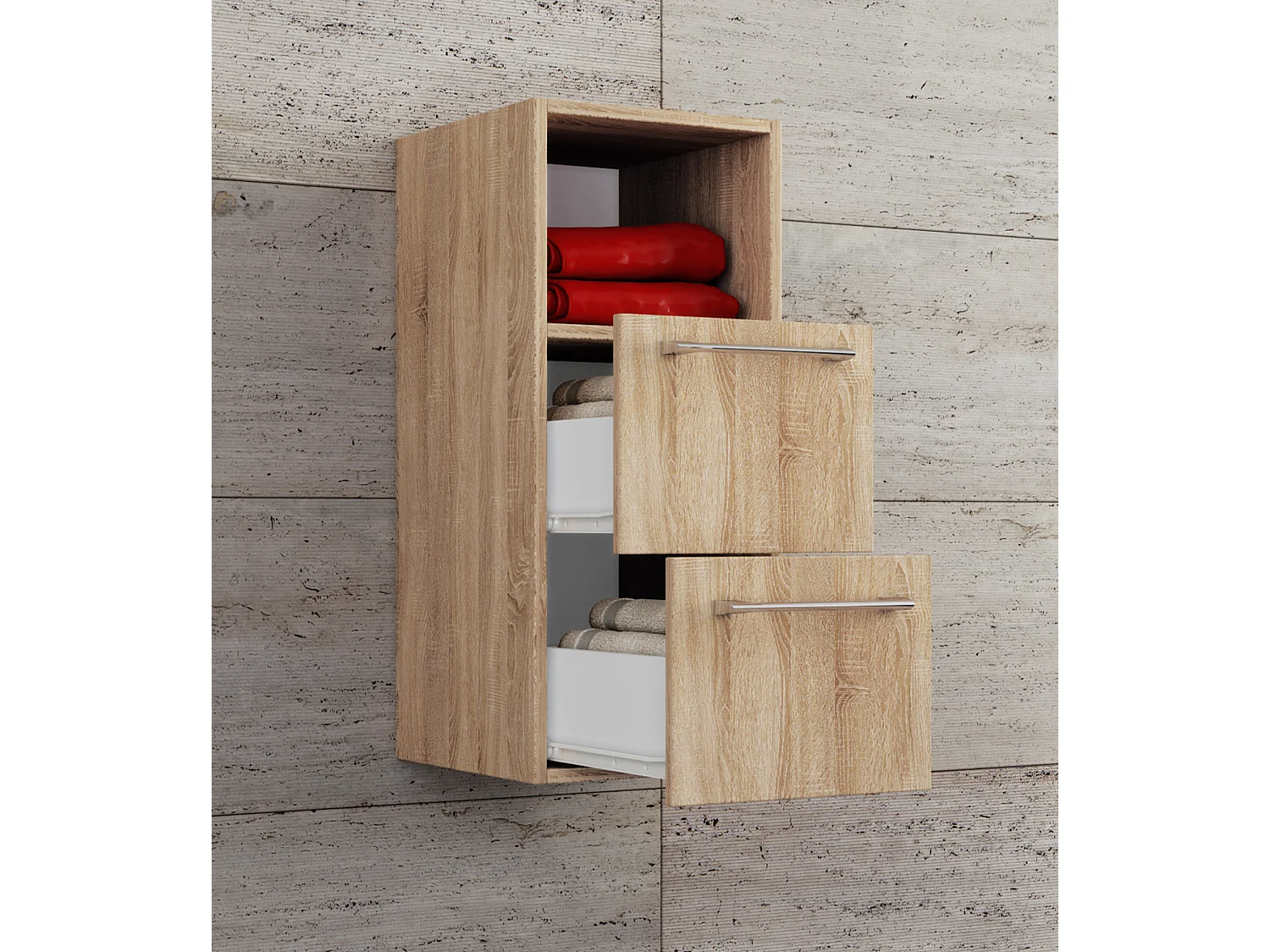 Bathroom furniture Midischrank Badinos Sonoma oak (Sägerau) H. 76 x W. 33 x D. 37 cm