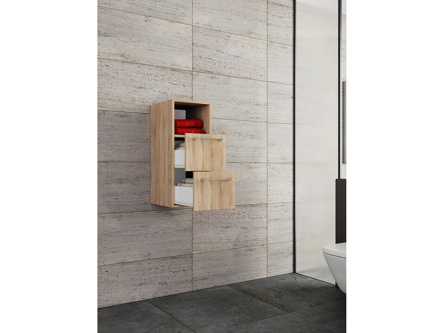 Bathroom furniture Midischrank Badinos Sonoma oak (Sägerau) H. 76 x W. 33 x D. 37 cm