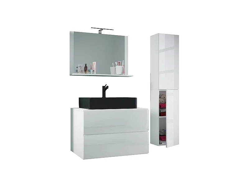 Bathroom furniture washbasin Lendas White H. 150 x W. 114 x D. 52 cm