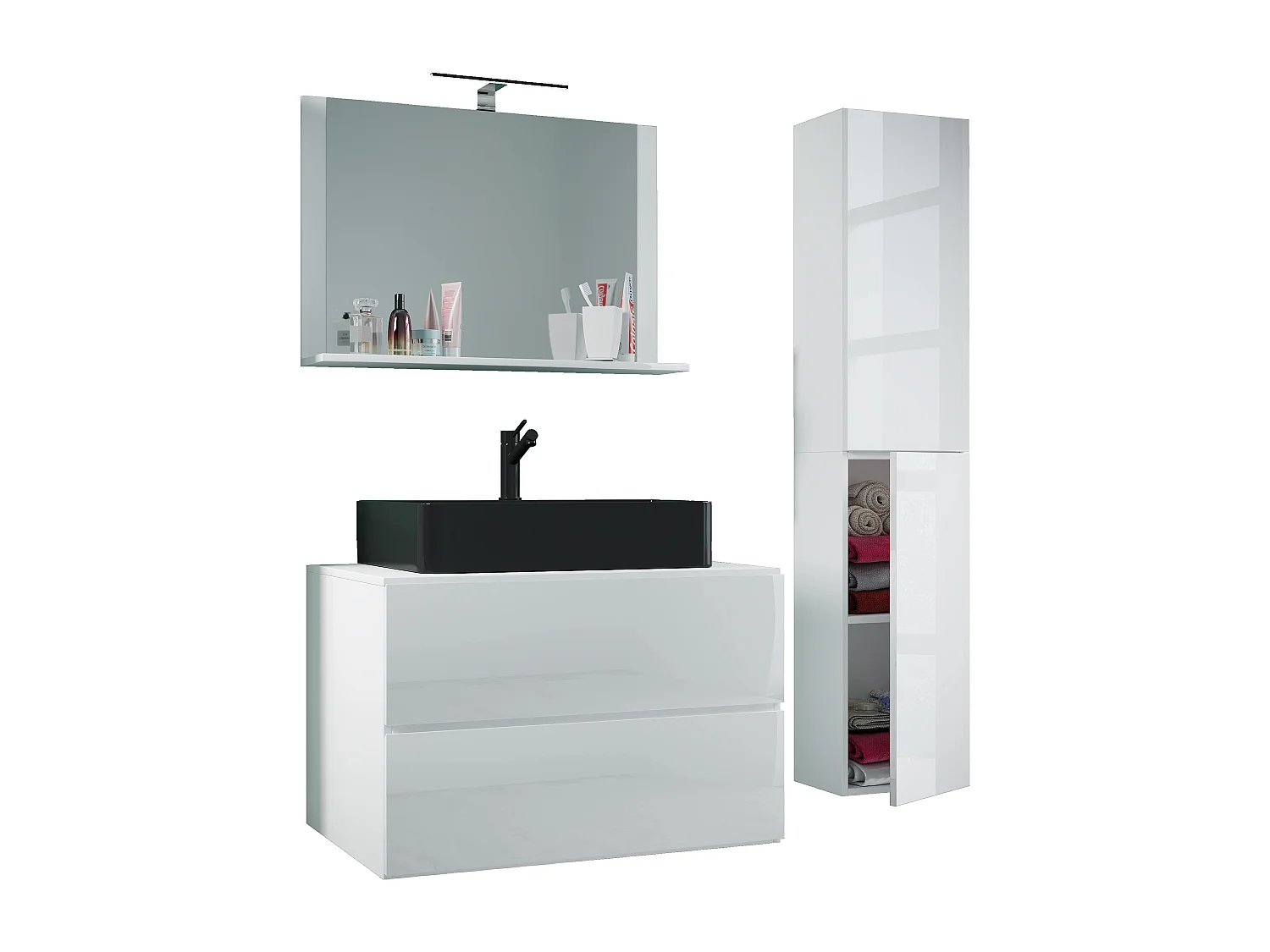 Bathroom furniture washbasin Lendas White H. 150 x W. 114 x D. 52 cm