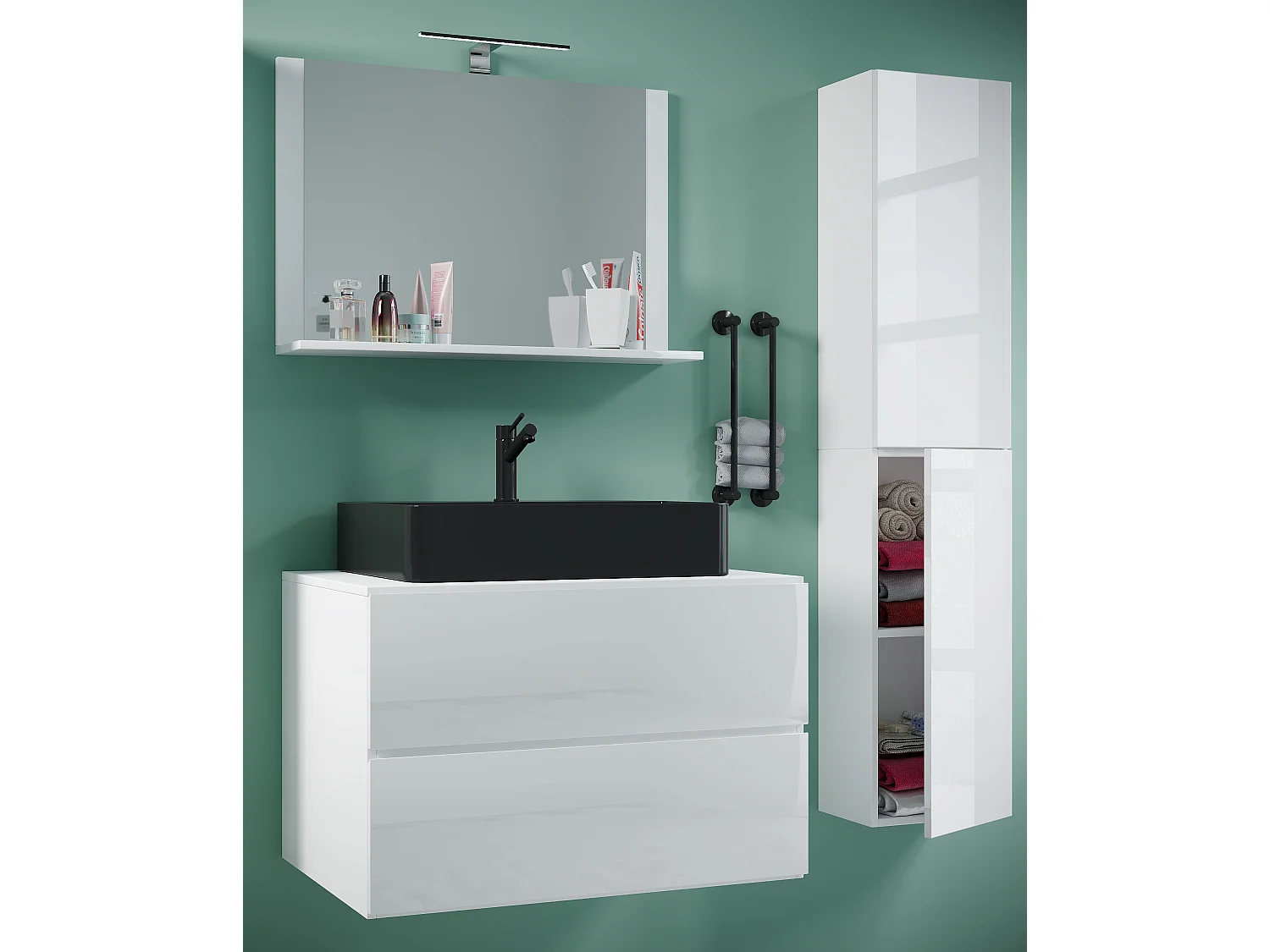 Bathroom furniture washbasin Lendas White H. 150 x W. 114 x D. 52 cm