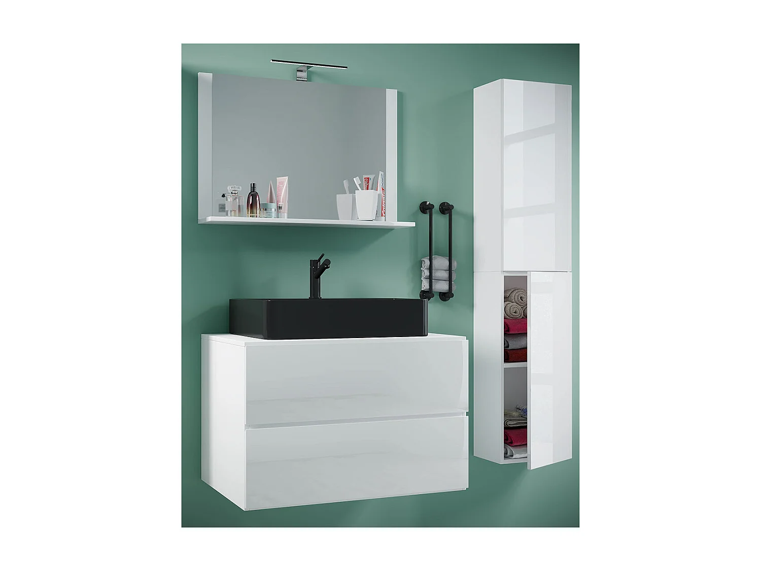Bathroom furniture washbasin Lendas White H. 150 x W. 114 x D. 52 cm