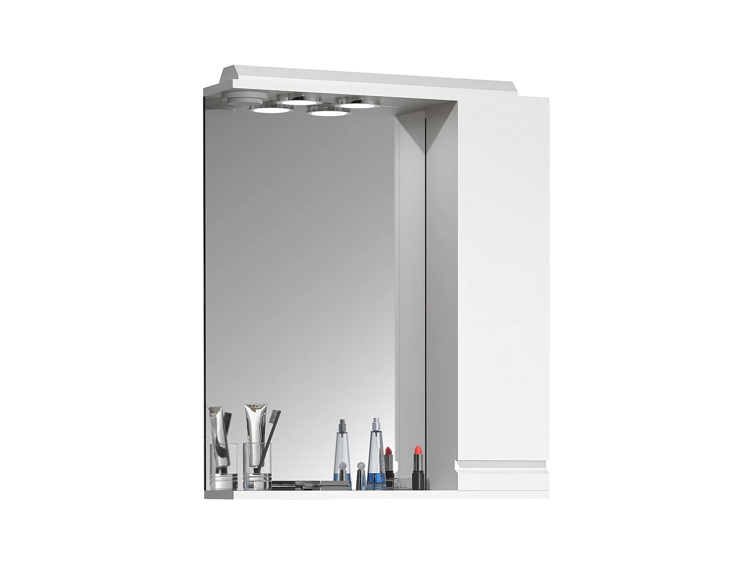 Bathroom furniture Mirror cabinet Silora White H. 71 x W. 60 x D. 14 cm