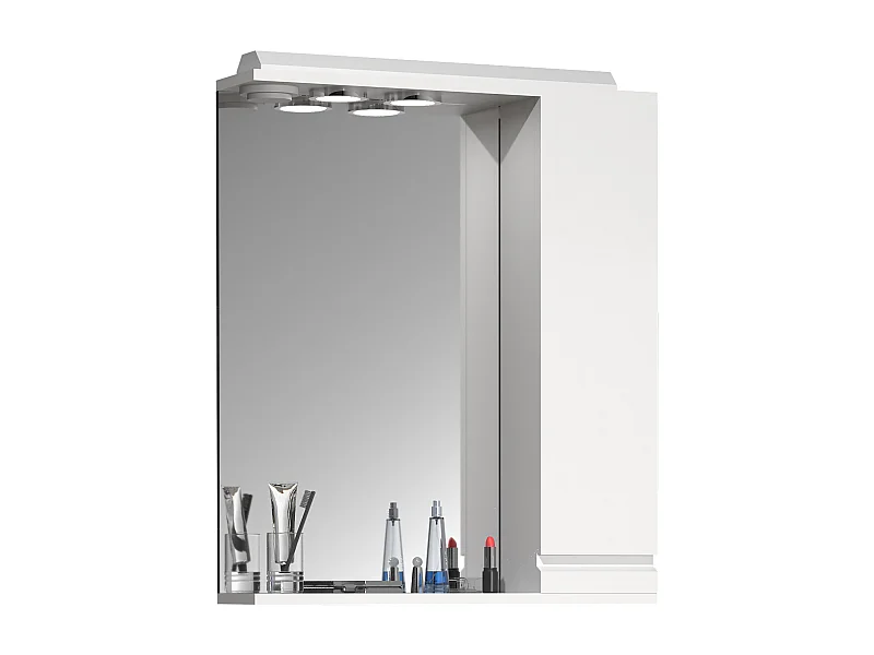 Bathroom furniture Mirror cabinet Silora White H. 71 x W. 60 x D. 14 cm