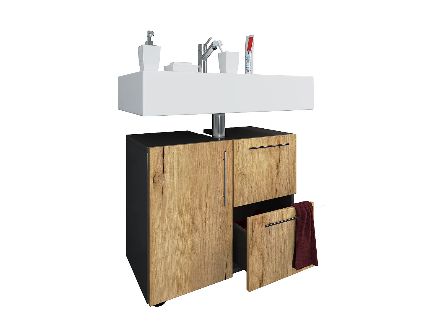 Armadio da bagno in legno Flandu cassetto