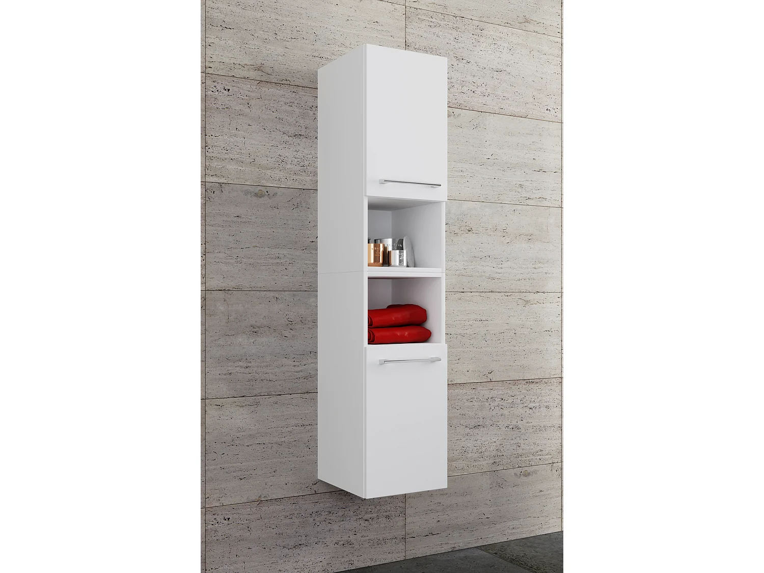 Bathroom furniture high cabinet Badinos White H. 151 x W. 33 x D. 37 cm