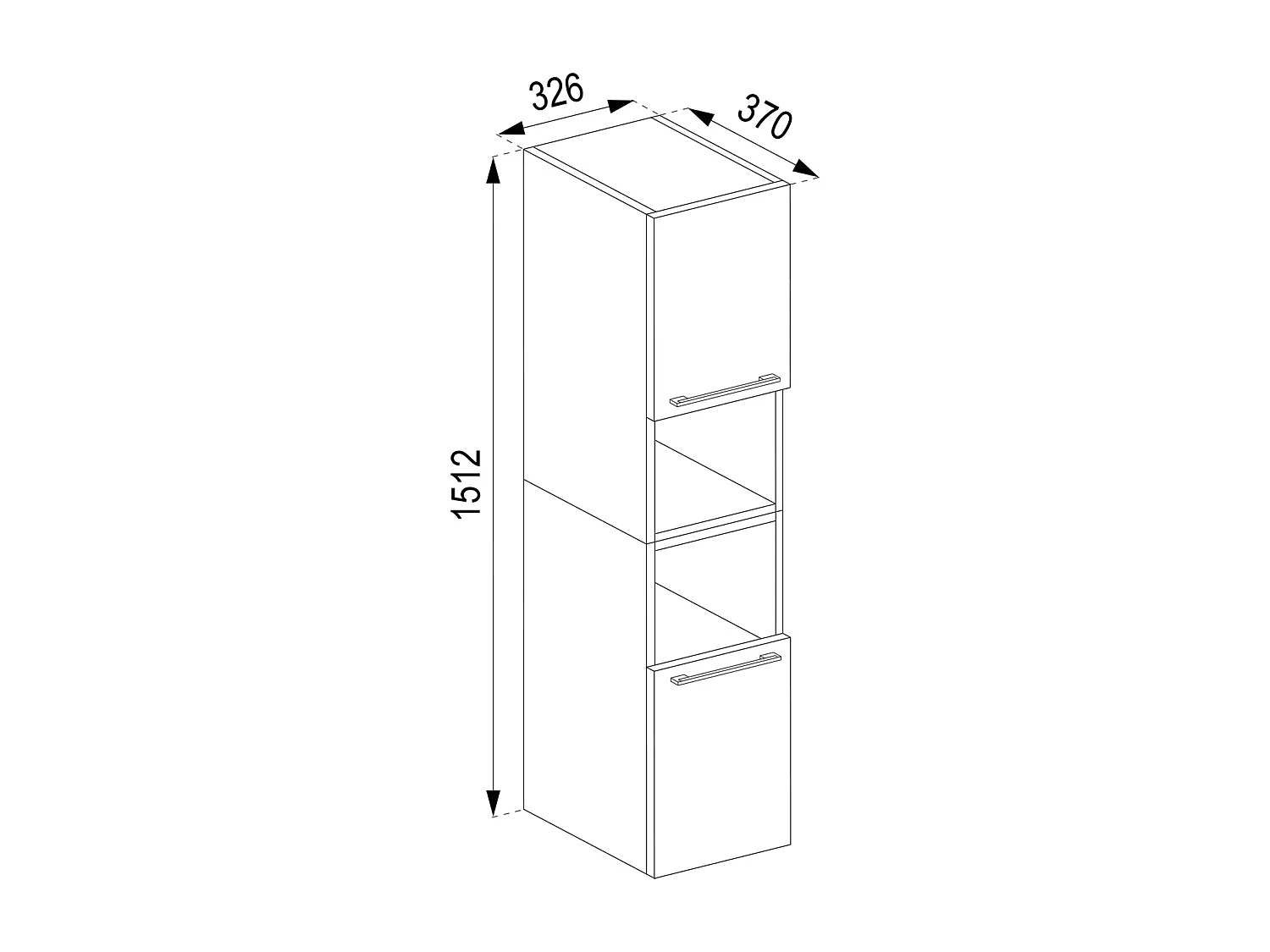 Bathroom furniture high cabinet Badinos White H. 151 x W. 33 x D. 37 cm