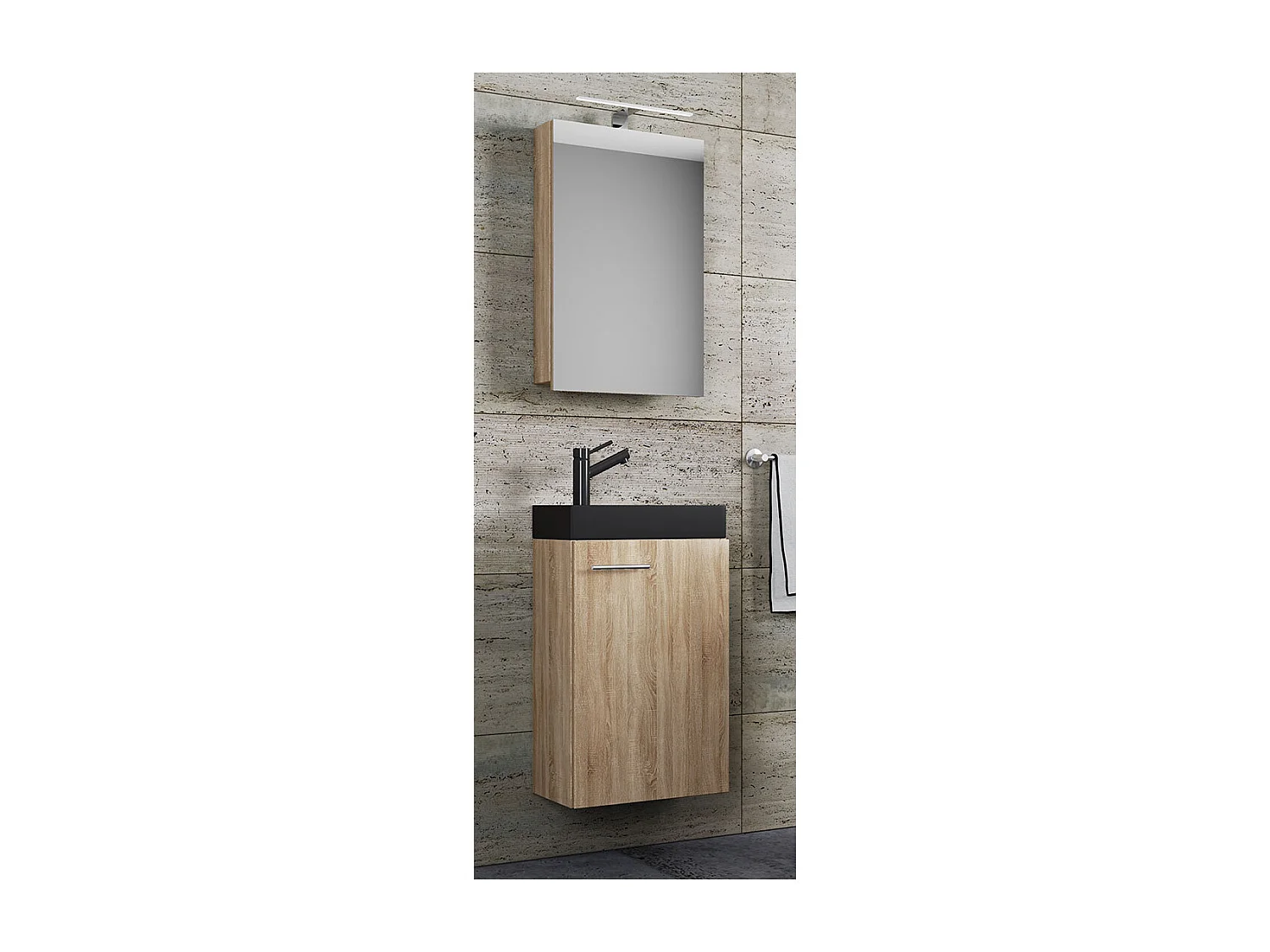 Bathroom furniture washbasin Slito Sonoma Oak H. 130 x W. 41 x D. 22 cm