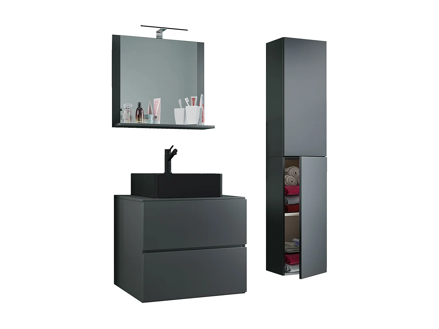 Bathroom furniture washbasin Lendas Anthracite H. 150 x W. 93 x D. 52 cm