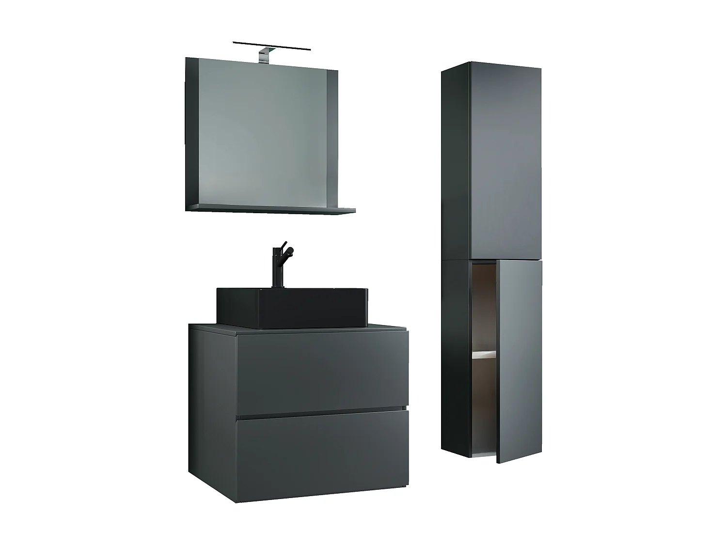 Bathroom furniture washbasin Lendas Anthracite H. 150 x W. 93 x D. 52 cm