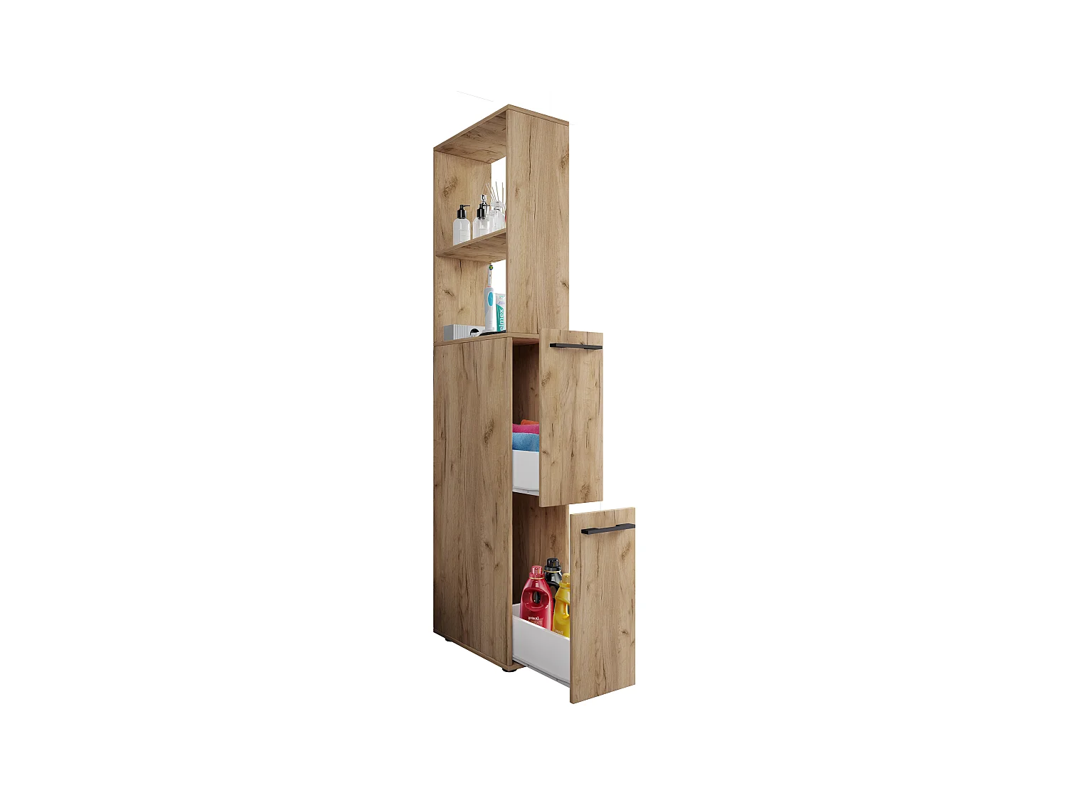 Holz Badmöbel Nischenschrank Schublade Sadilo XL