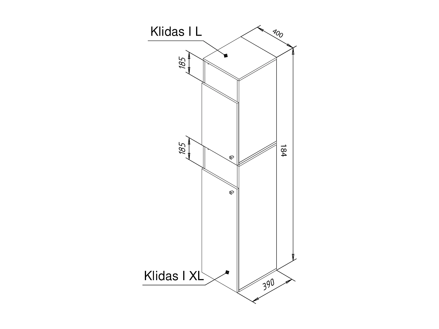 Bathroom furniture high cabinet Dreso White H. 184 x W 35x D. 39 cm