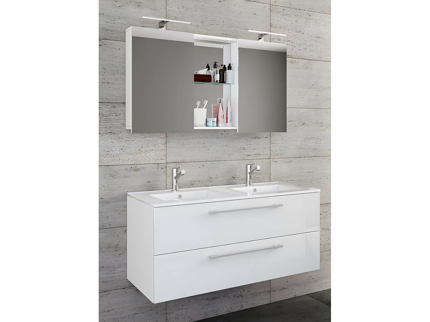Bathroom furniture washbasin Budasi White H. 127 x W. 112 x D. 46 cm